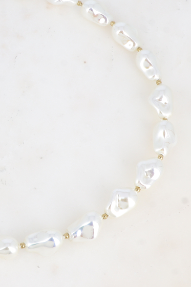 Großhändler Bohm - Halskette – große weiße Harzperlen