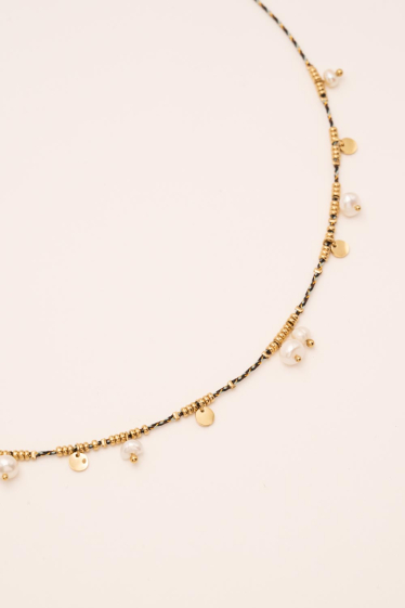 Wholesaler Bohm - Jasmina bracelet - on cord, steel tassels & freshwater pearls