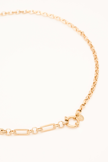 Großhändler Bohm - Lindsey-Halskette – rechteckiges Netz und runder Verschluss