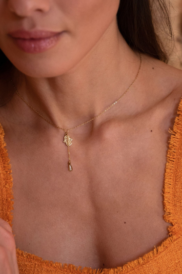 Wholesaler Bohm - Louiza necklace - Y with hand and drop