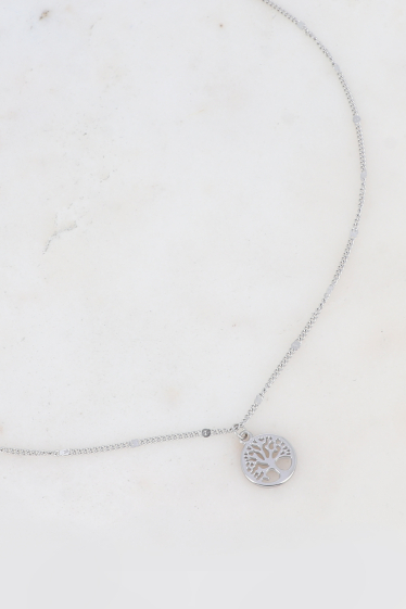 Wholesaler Bohm - Luisa necklace - openwork tree of life pendant in stainless steel