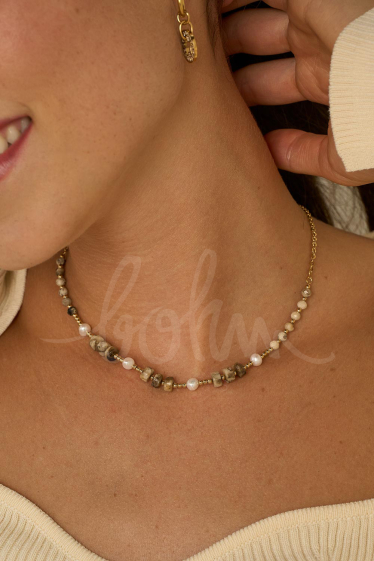 Wholesaler Bohm - Lydian bracelet - natural stones and freshwater pearls