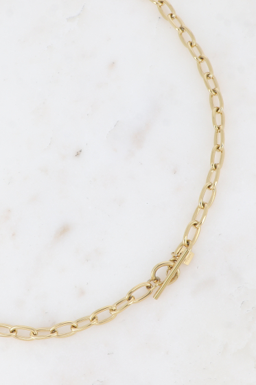Großhändler Bohm - Halskette – ovales Glied und Knebelverschluss aus Edelstahl