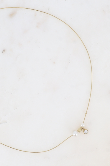 Wholesaler Bohm - Necklace - fine snake mesh, freshwater pearls and crystal