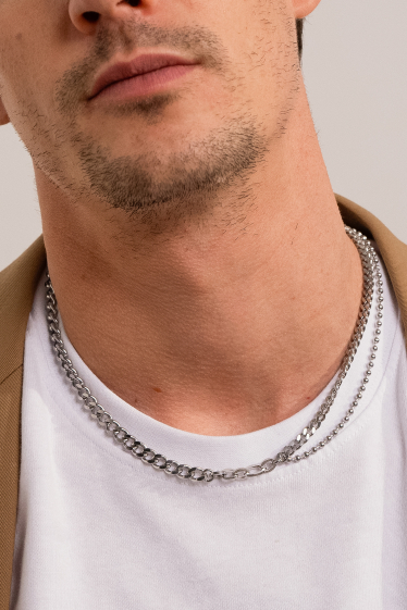 Wholesaler Bohm - Morgane necklace - UNISEX - mesh and stainless steel ball chain