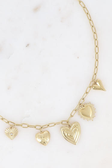 Großhändler Bohm - Halskette – mehrere Herzanhänger