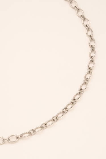 Großhändler Bohm - Nahil-Halskette – ovales Edelstahlgeflecht