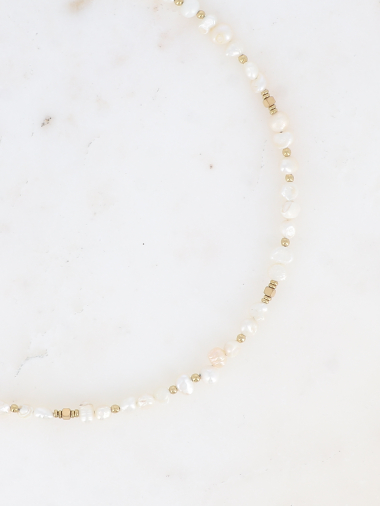 Grossiste Bohm - Collier Odysée - ras de cou, perles en acier & perles d'eau douce