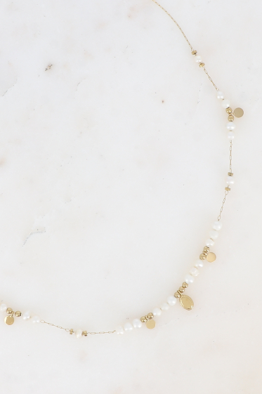 Großhändler Bohm - Halskette – ovale und runde Quasten mit Süßwasserperlen