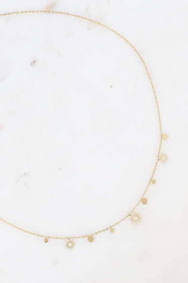 Großhändler Bohm - Halskette – runde Quasten und durchbrochene Sonne