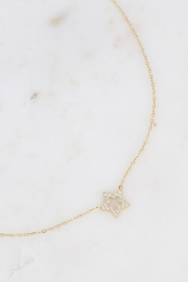 Wholesaler Bohm - Necklace - openwork star pendant embellished with crystals