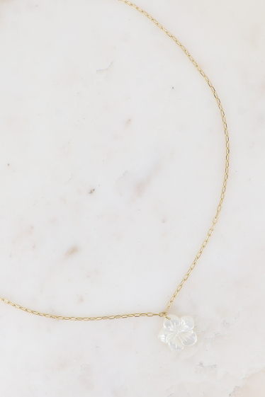 Wholesaler Bohm - Necklace - pearly flower pendant 20mm