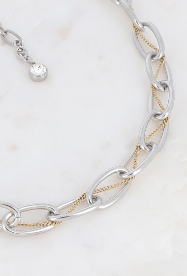 Wholesaler Bohm - Pénéloppe rhodium necklace and golden chain