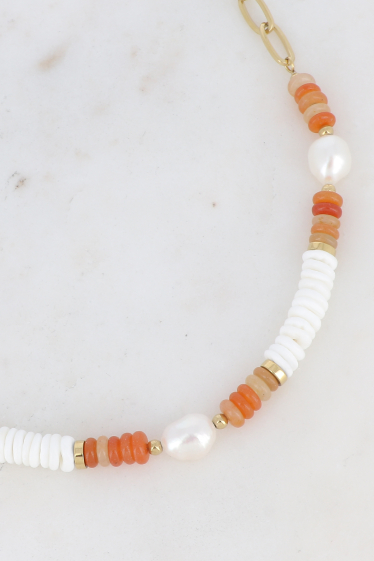 Wholesaler Bohm - Necklace - shell beads, fresh water and natural stones