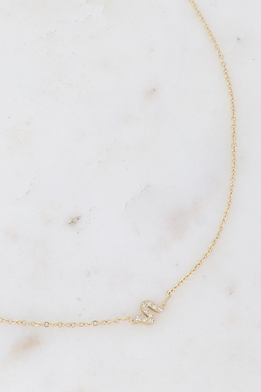 Wholesaler Bohm - Necklace - small snake pendant set with zirconium oxides