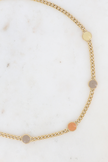 Wholesaler Bohm - Necklace - choker, stainless steel curb chain and enamel circles