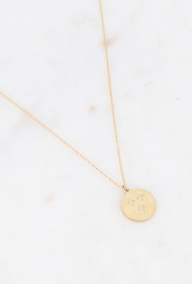 Wholesaler Bohm - Shiny gold and white zirconium necklace