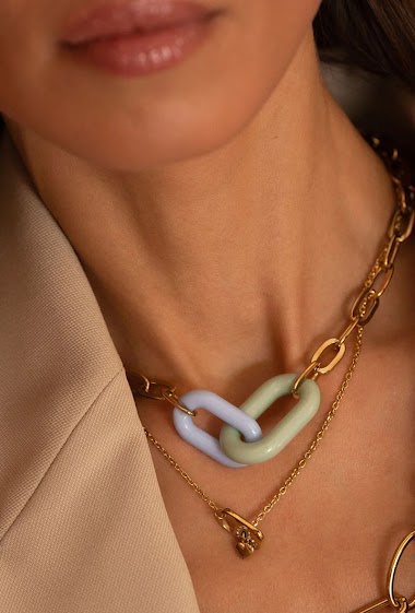 Mayorista Bohm - Collar Stanley - anillo doble en resina coloreada