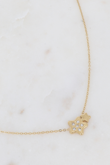 Wholesaler Bohm - Stars necklace - double star pendant with zirconium oxides