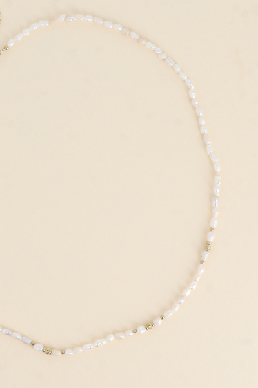 Grossiste Bohm - Collier sur cordon - perles d'eau douce 3 mm