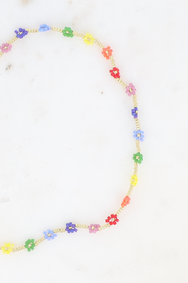Grossiste Bohm - Collier - sur fil avec fleurs en perles rocailles