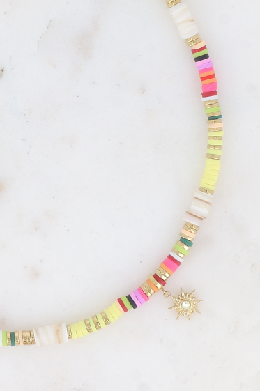 Grossiste Bohm - Collier Surf Sun - perles Heishi, perles coquillages, étoile et cristal
