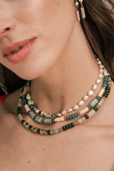 Grossiste Bohm - Collier Taïssia - perles coquillages & pierres naturelles