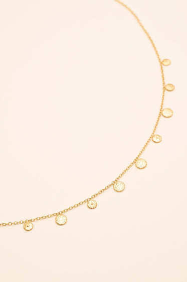 Wholesaler Bohm - Vaiana necklace - mini round textured stainless steel tassels