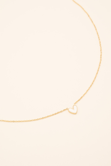 Grossiste Bohm - Collier Yesenia - petit pendentif coeur en émail coloré