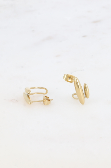 Wholesaler Bohm - Hoop earrings - 2 small oval bars