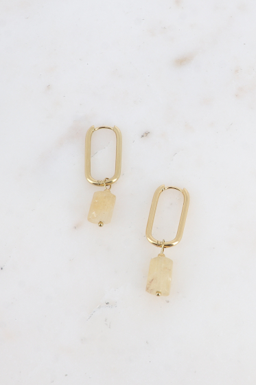 Wholesaler Bohm - Aaliyo Stainless Steel hoop earrings - semi precious stone pendant