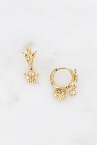 Wholesaler Bohm - Hoop earrings - ring with 3 openwork stars in stainless steel