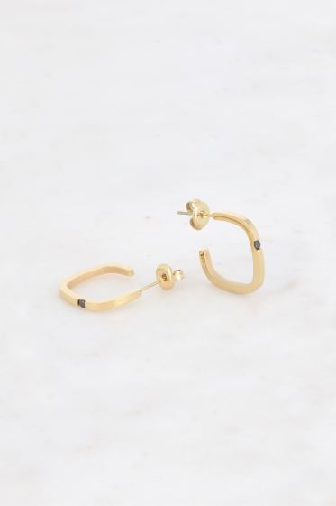 Wholesaler Bohm - Hoop earrings - 19mm square ring in stainless steel with zirconium oxide