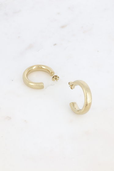 Wholesaler Bohm - Hoop earrings - Brushed effect ring 3cm