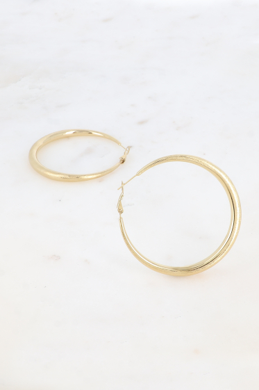 Wholesaler Bohm - Hoop earrings - brushed crescent moon ring