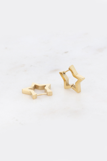 Wholesaler Bohm - Hoop earrings - stainless steel star-shaped ring