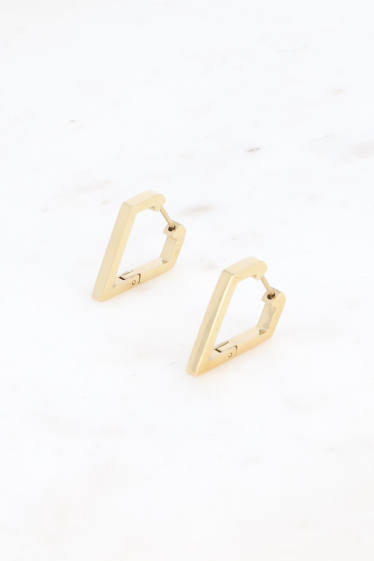 Wholesaler Bohm - Hoop earrings - stainless steel diamond-shaped ring
