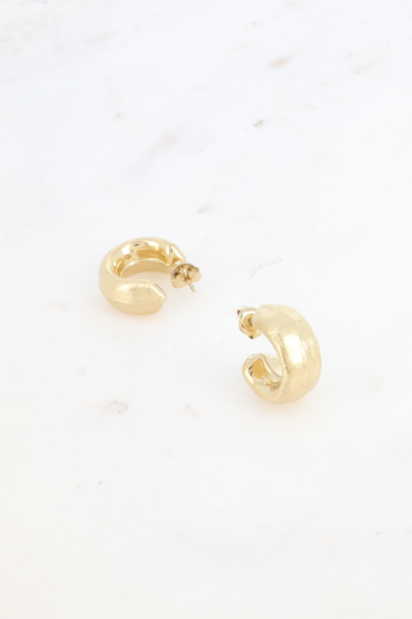 Wholesaler Bohm - Hoop earrings - wide, flat ring, brushed effect and border 20x20mm
