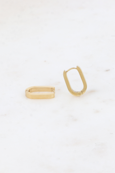 Wholesaler Bohm - Hoop earrings - oval stainless steel ring