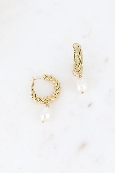 Wholesaler Bohm - Hoop earrings - twisted ring, sleepers, freshwater pearl