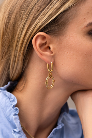 Wholesaler Bohm - Ayna hoop earrings - double smooth ring