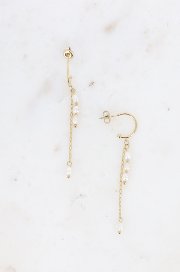 Wholesaler Bohm - Hoop earrings - chain and freshwater pearls