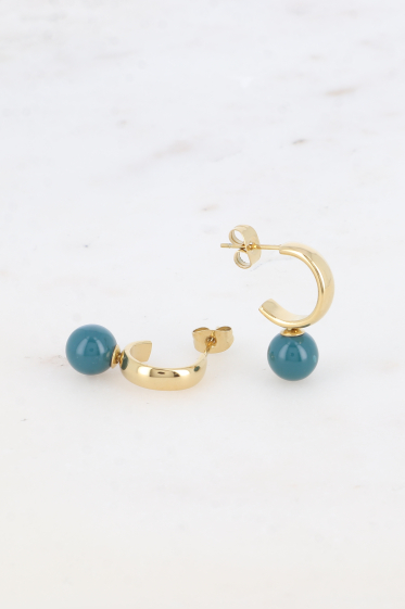 Wholesaler Bohm - Cleopatra hoop earrings - colored acetate ball