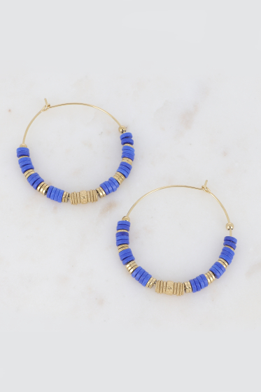 Wholesaler Bohm - Dispy hoop earrings - round tinted gemstones