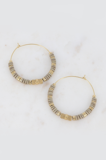 Wholesaler Bohm - Dispy hoop earrings - round tinted gemstones