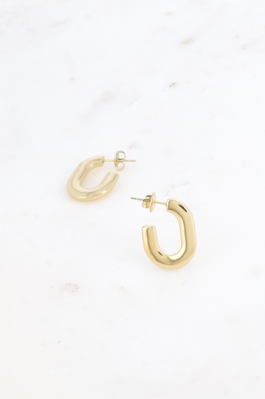 Wholesaler Bohm - Hoop earrings - flat oval ring 15x21mm