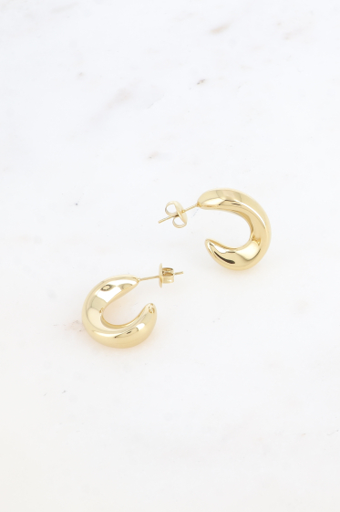 Wholesaler Bohm - Hoop earrings - wavy shape 17x23mm