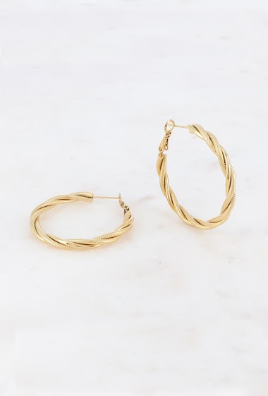 Wholesaler Bohm - Gold interwoven hoop earrings - Large size