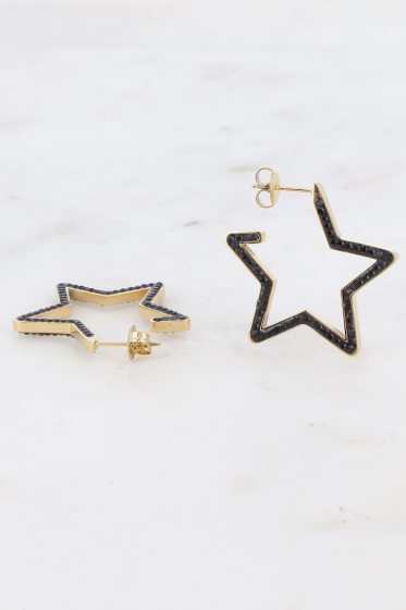 Wholesaler Bohm - Hoop earrings - star embellished with zirconium oxides