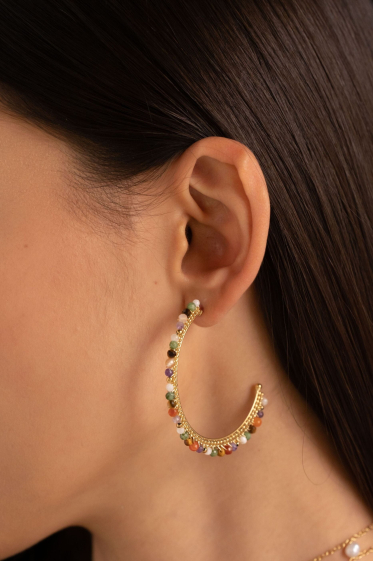 Wholesaler Bohm - Isebell hoop earrings - natural stones